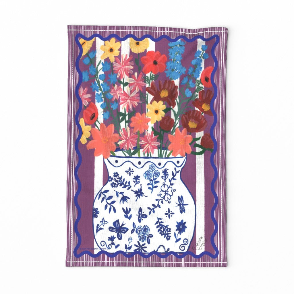 Jeweled Garden Blooms Tea Towel