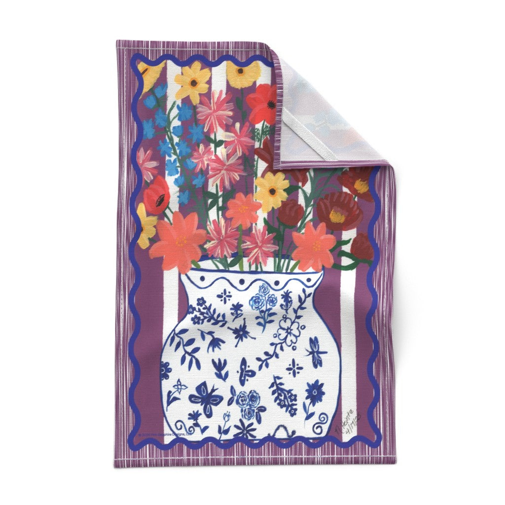 Jeweled Garden Blooms Tea Towel