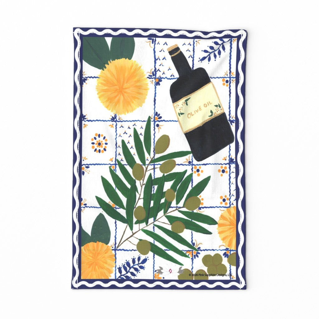 Olive Harvest Tea Towel