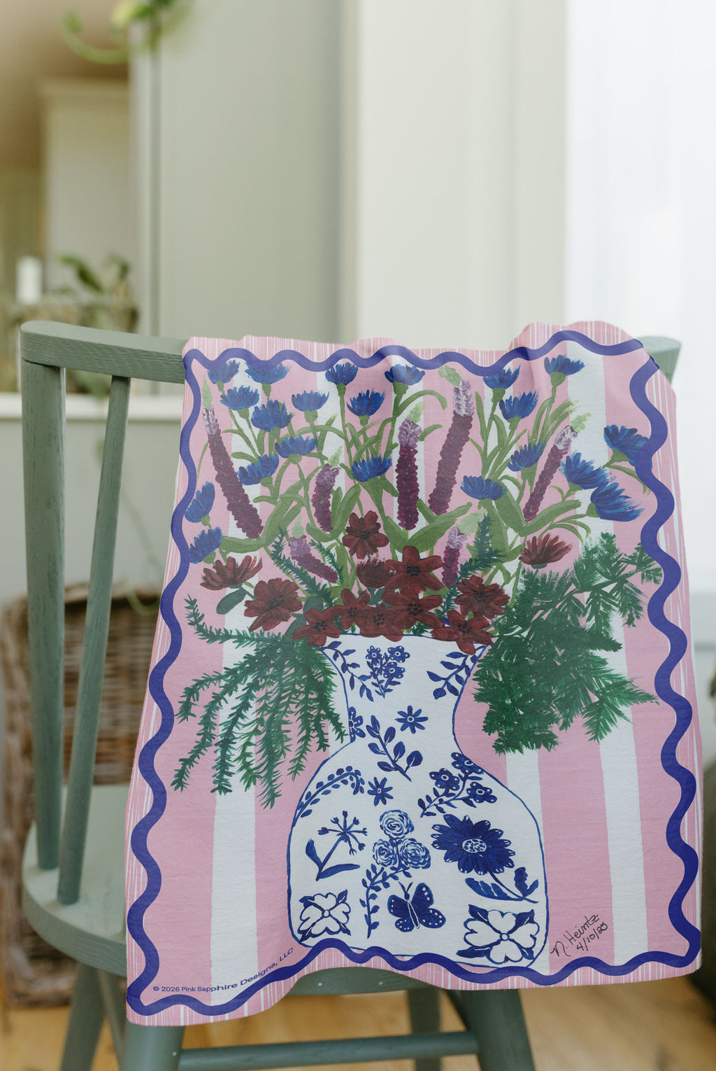 Serenity Blooms Tea Towel