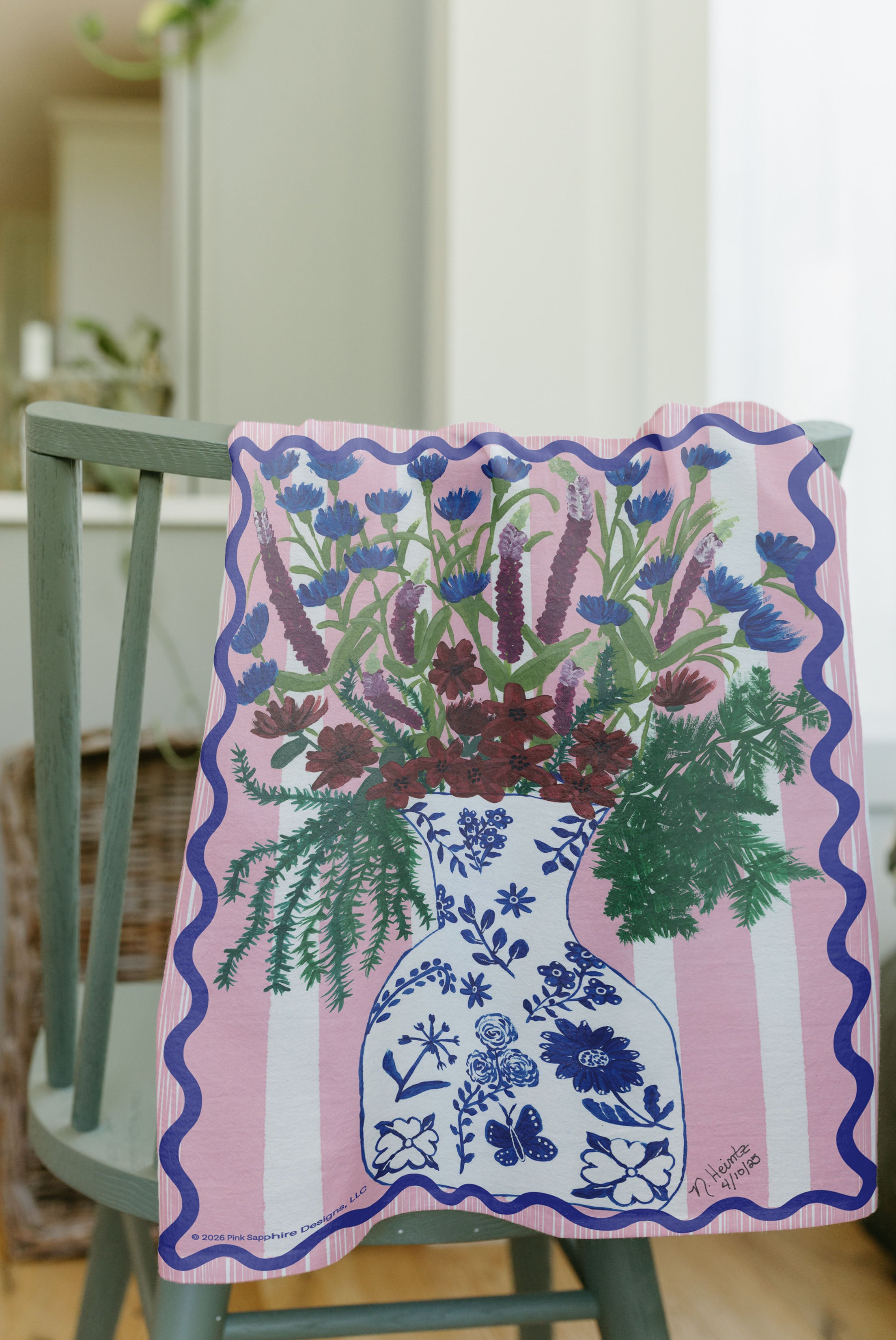 Serenity Blooms Tea Towel