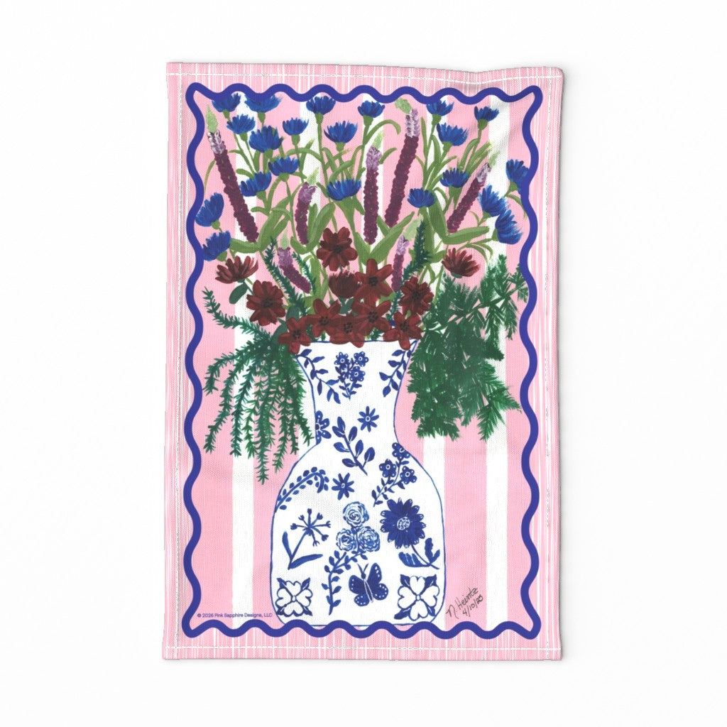 Serenity Blooms Tea Towel