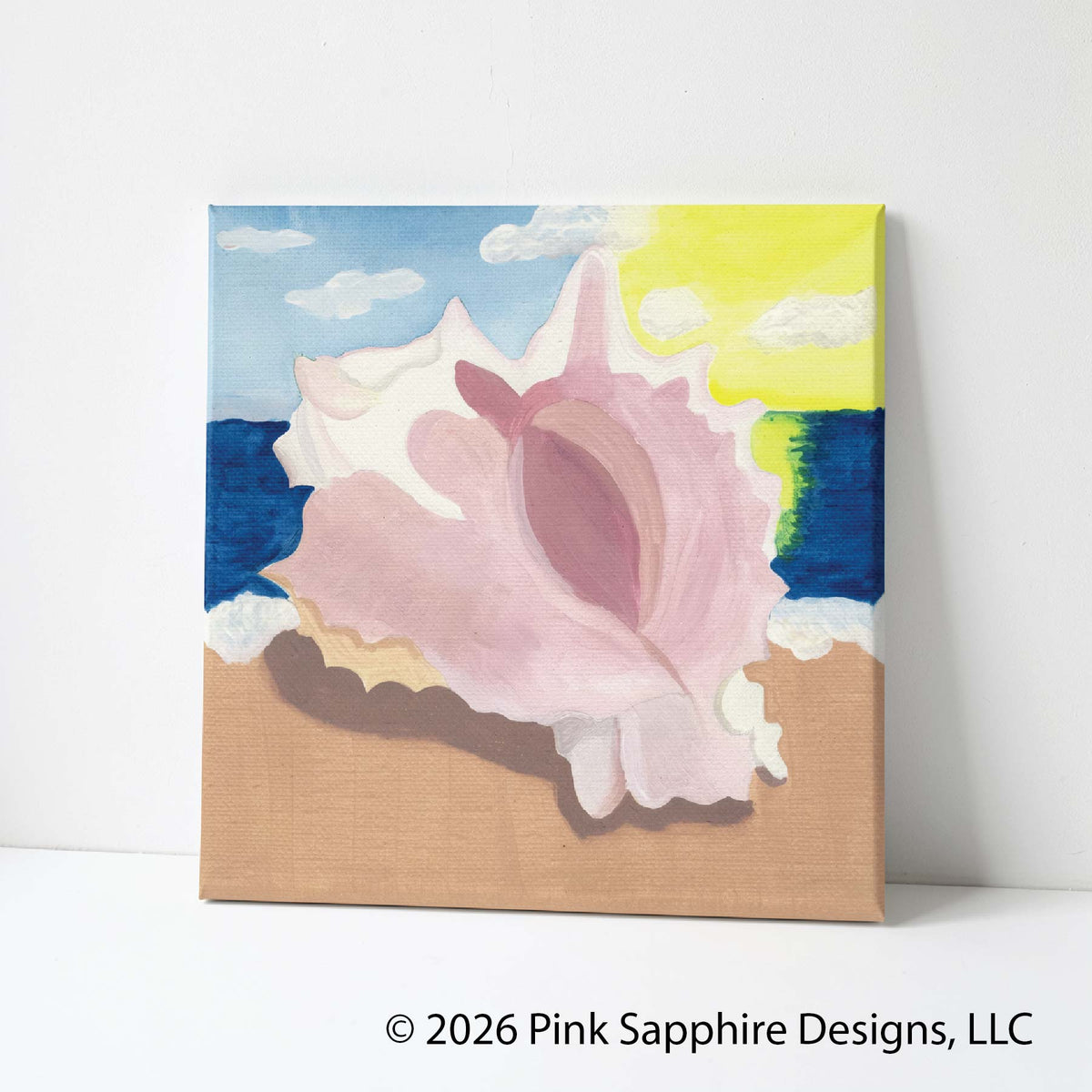 Conch Shell on Canvas – Original Painting