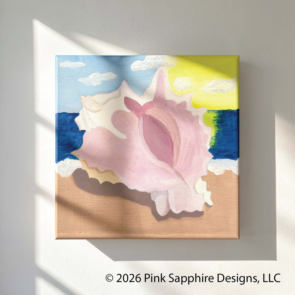 Conch Shell on Canvas – Original Painting