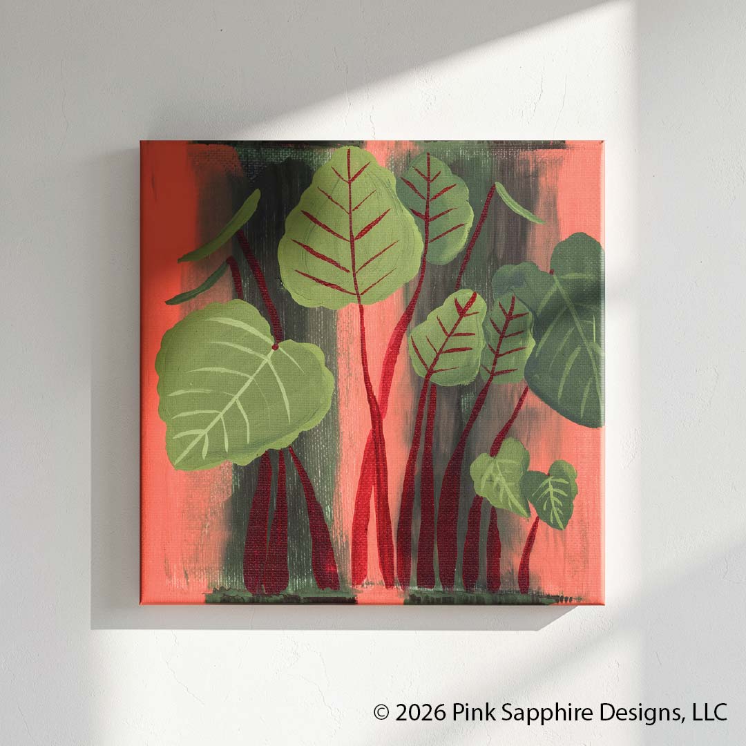 Hawaiian Punch Elephant Ears on Canvas – Original Painting