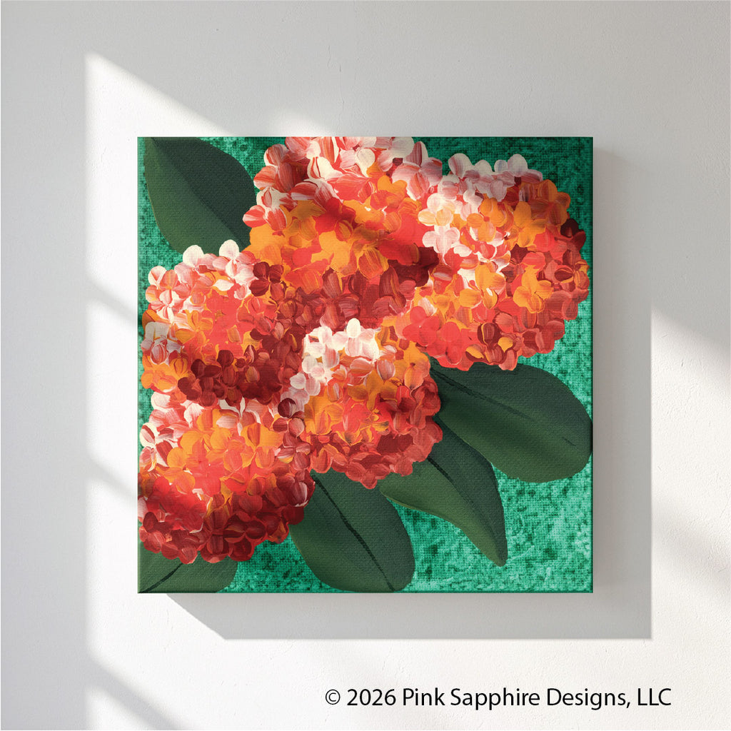 Tropical Ixora on Canvas – Original Painting