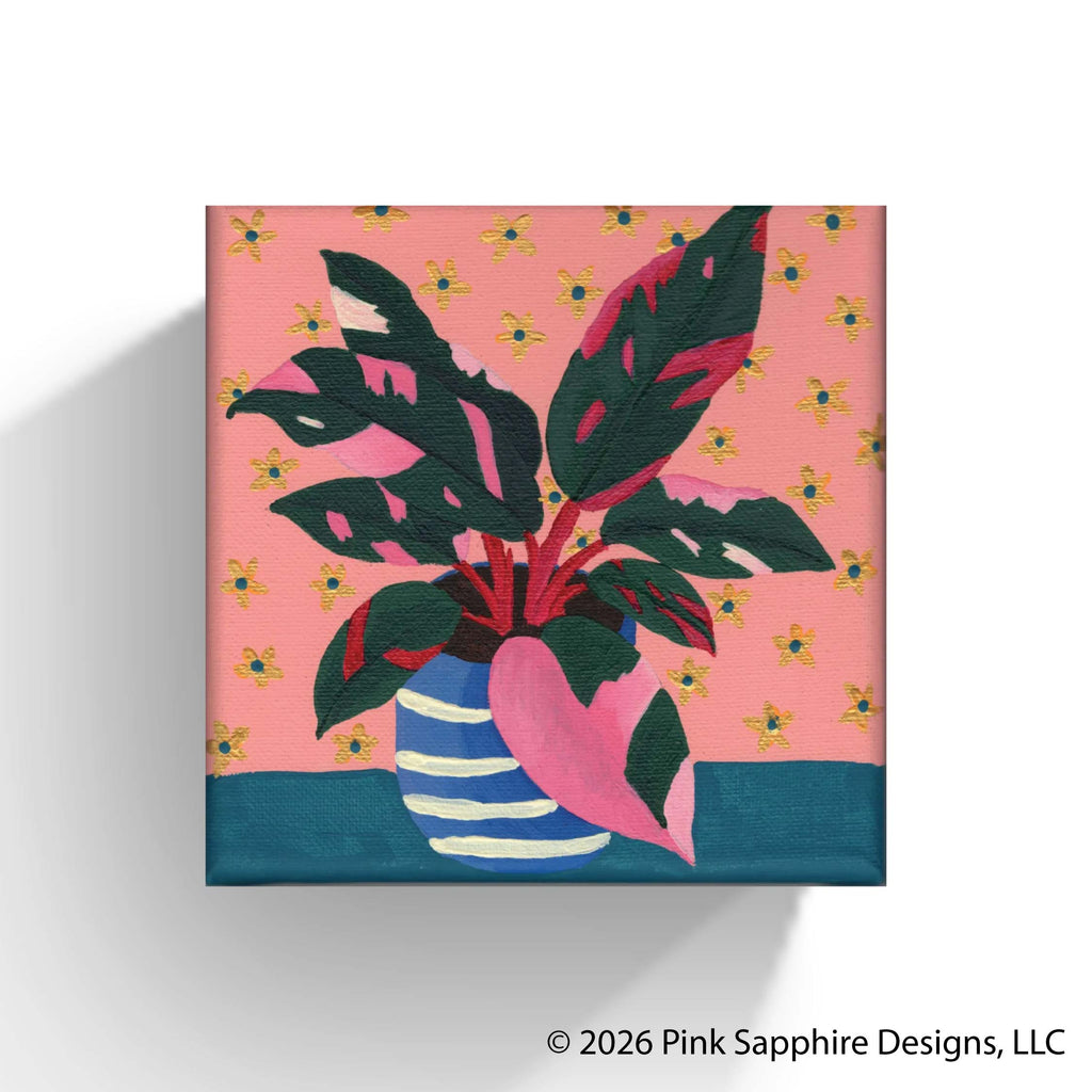 Pink Princess Philodendron on Canvas – Original Painting