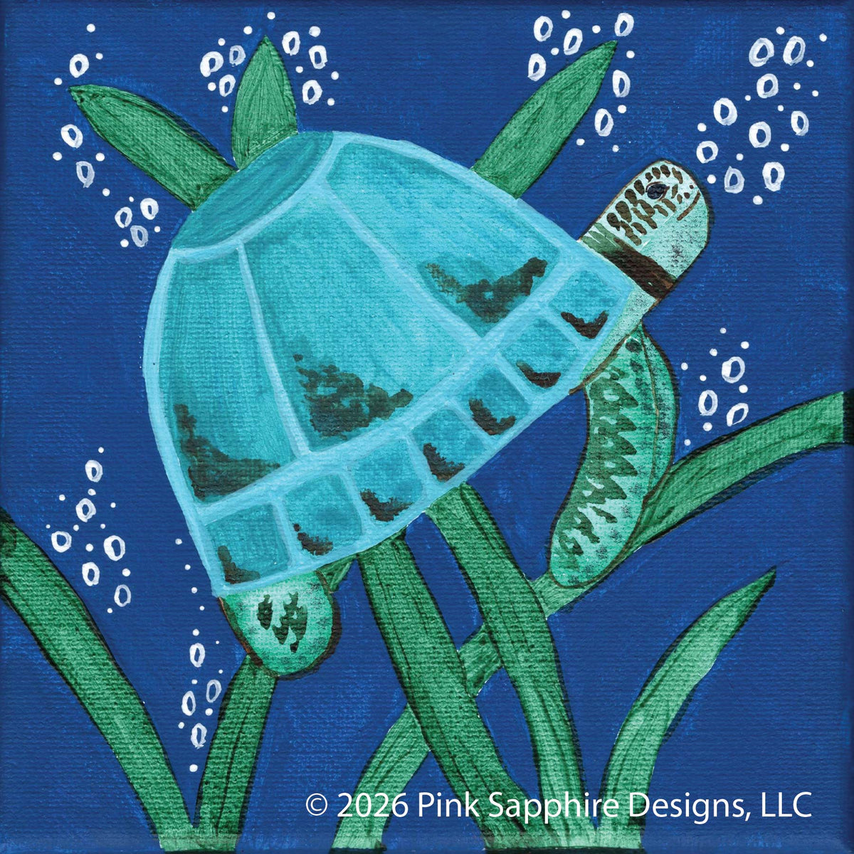 Sea Turtle on Canvas – Original Painting