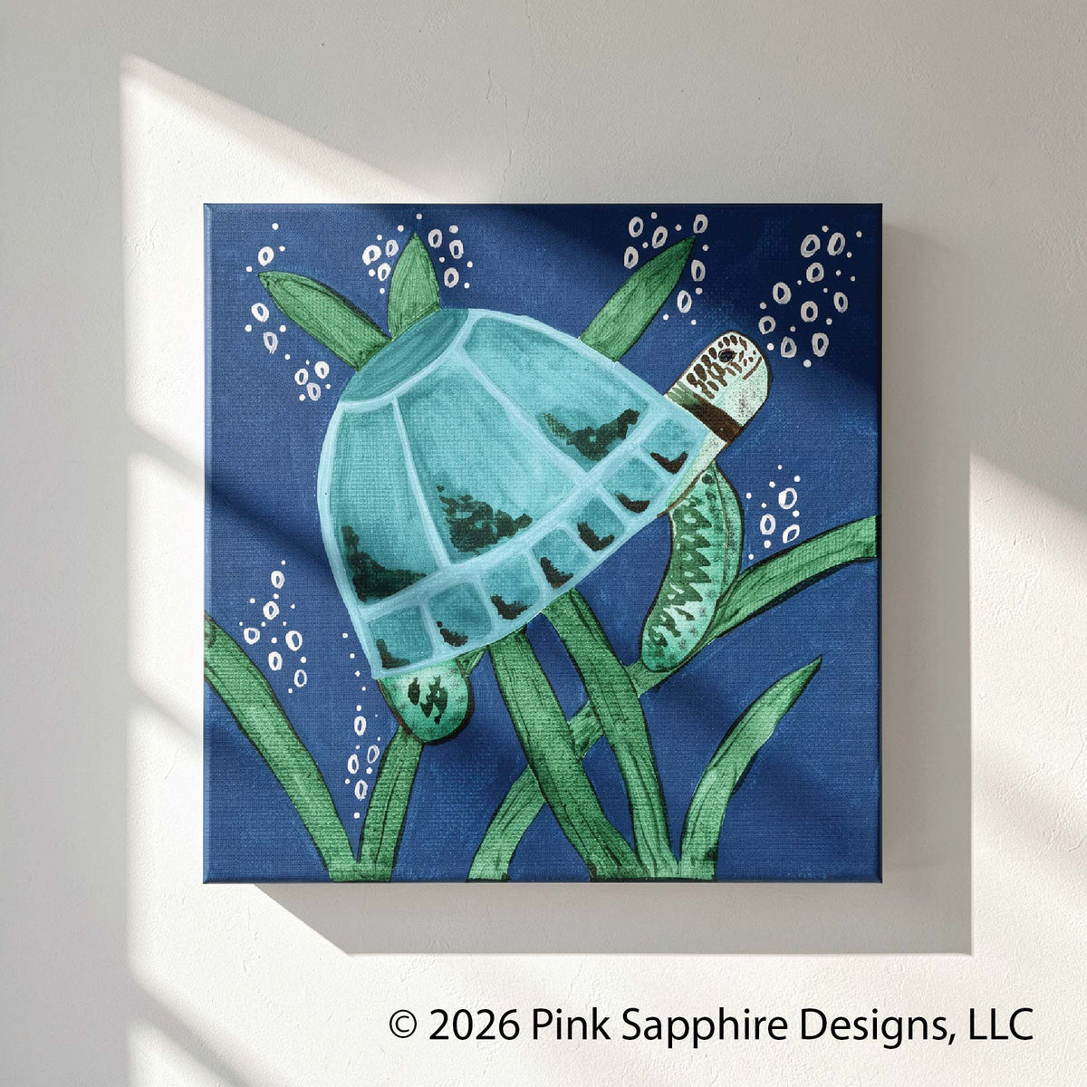 Sea Turtle on Canvas – Original Painting