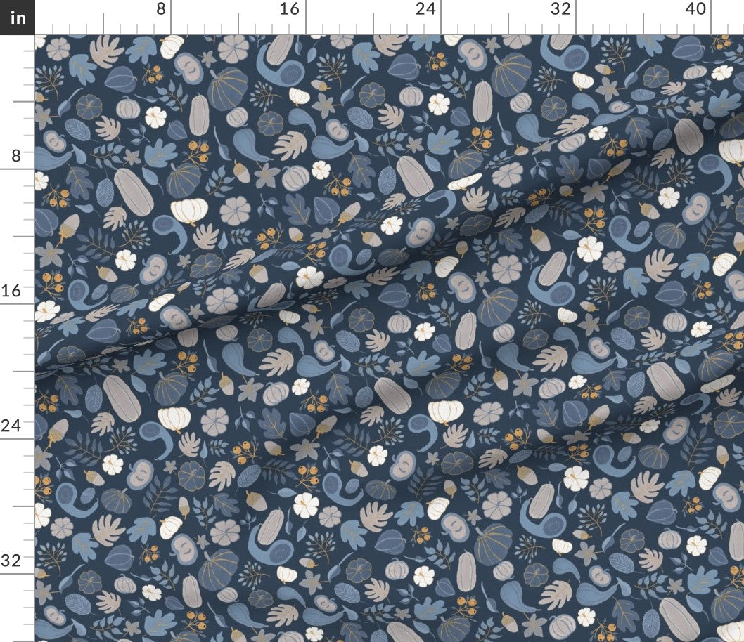 Fall Harvest Design for Fabric & Home Decor - Navy/Gray