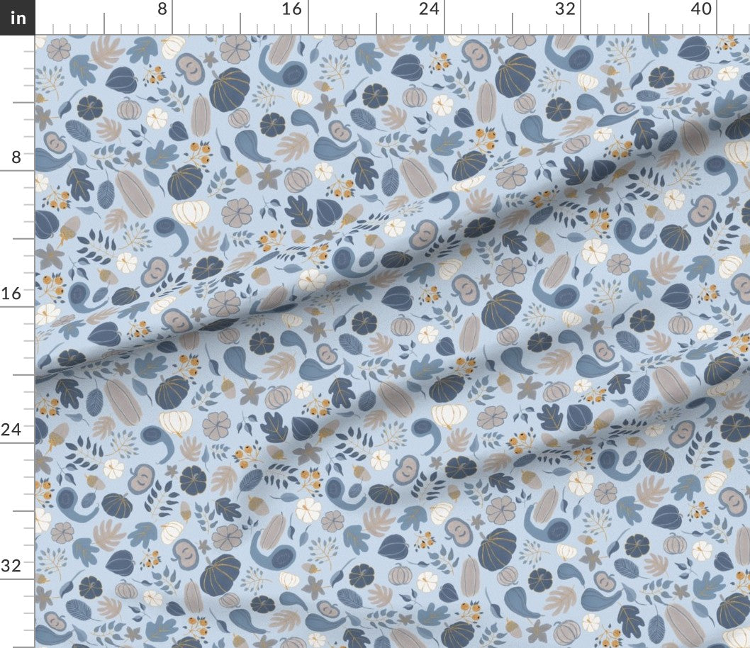 Fall Harvest Design for Fabric & Home Decor - Sky Blue/Navy