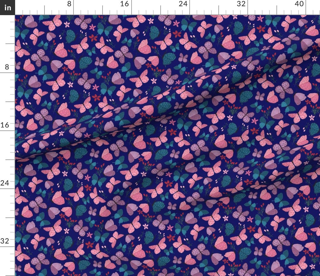 Butterfly Dance in Navy - Midnight Teal Colorway