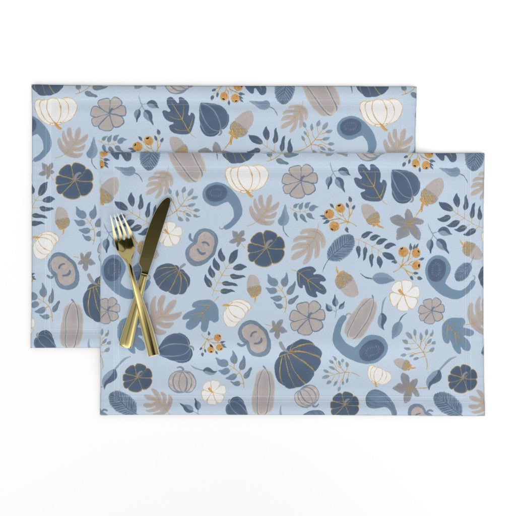 Fall Harvest Design for Fabric & Home Decor - Sky Blue/Navy