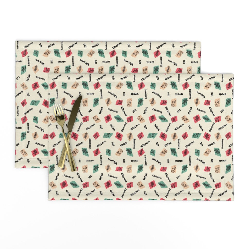 Kitchen Garden Herbs – Retro Sparkle Colorway (Ivory)
