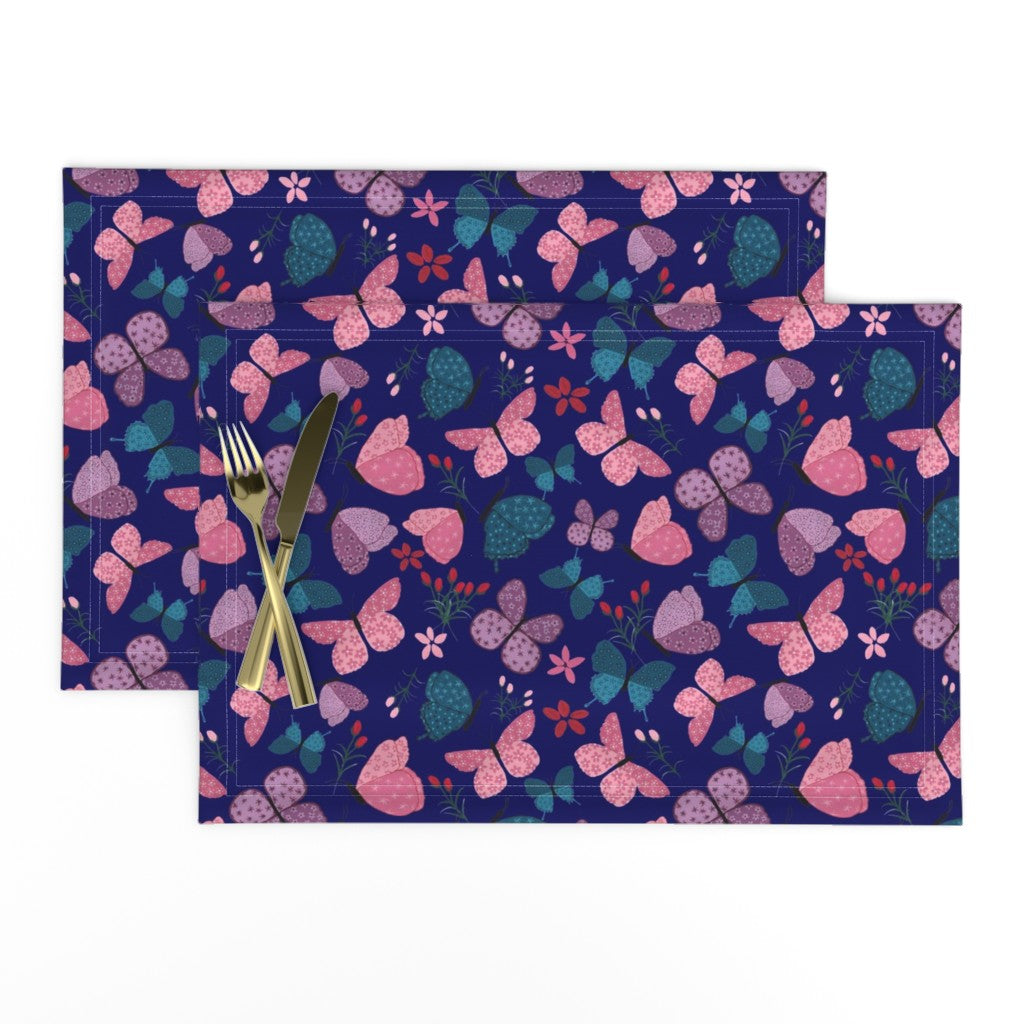 Butterfly Dance in Navy - Midnight Teal Colorway