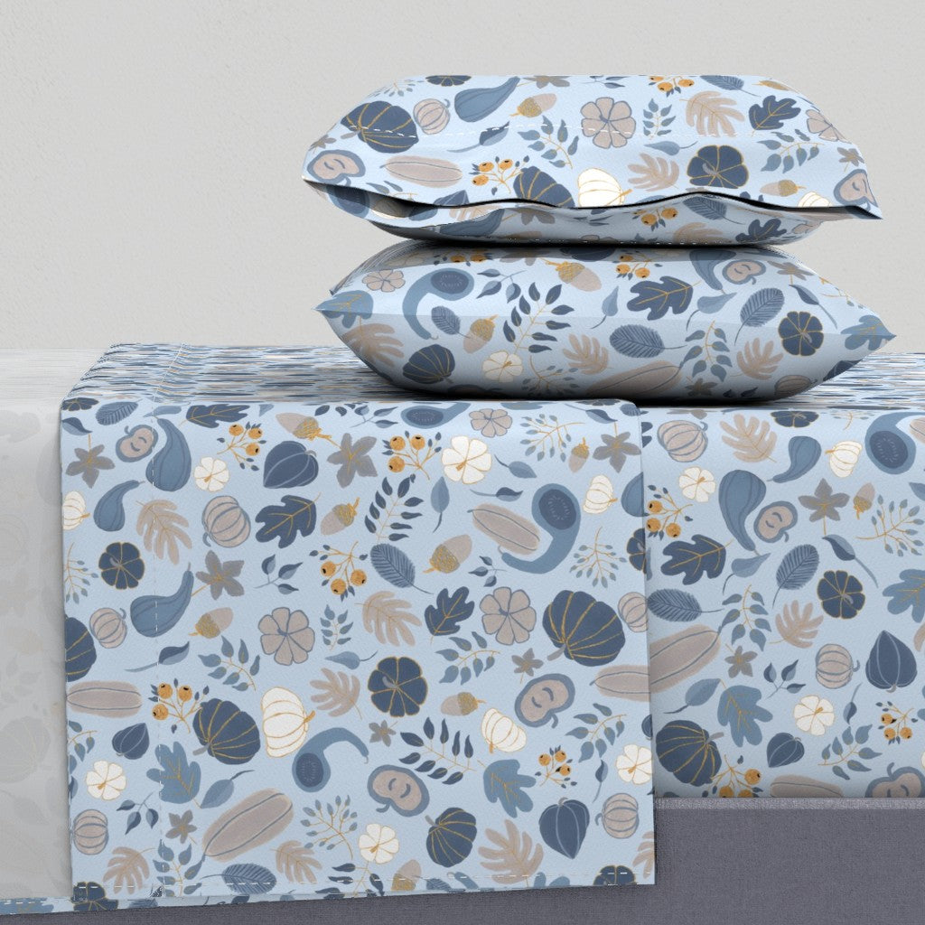 Fall Harvest Design for Fabric & Home Decor - Sky Blue/Navy
