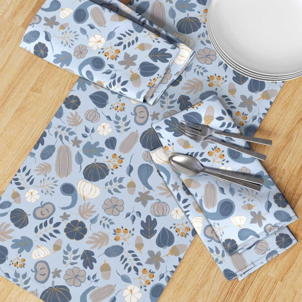 Fall Harvest Design for Fabric & Home Decor - Sky Blue/Navy