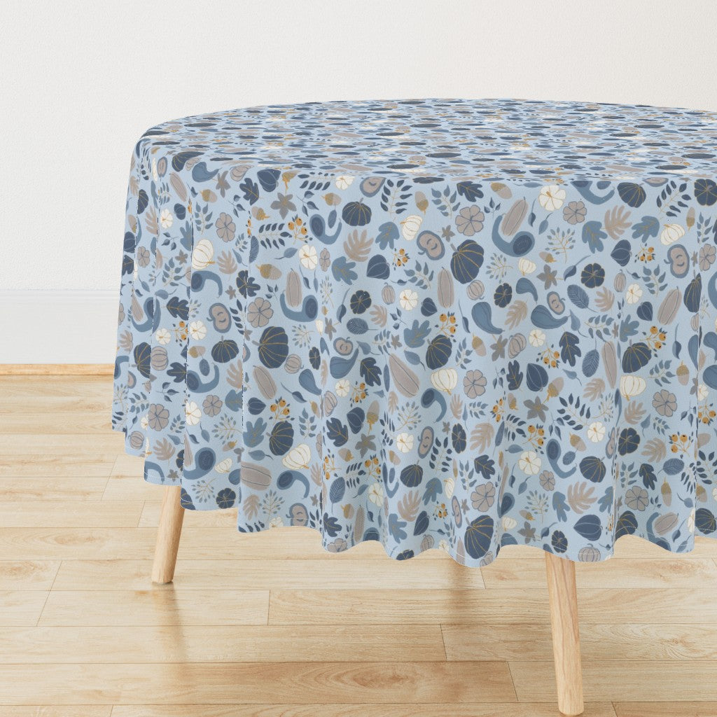 Fall Harvest Design for Fabric & Home Decor - Sky Blue/Navy