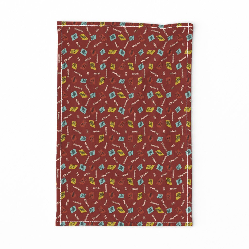 Kitchen Garden Herbs – Golden Hour Colorway (Rich Deep Red)