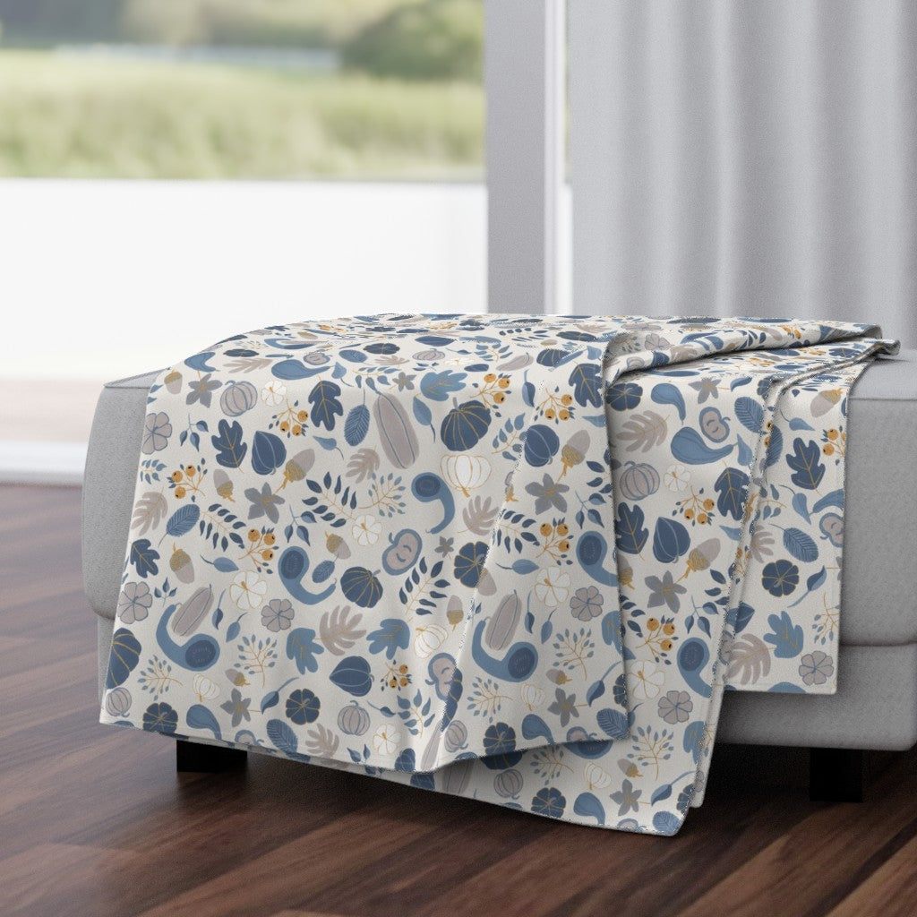 Fall Harvest Design for Fabric & Home Decor - Cloud Dancer/Navy